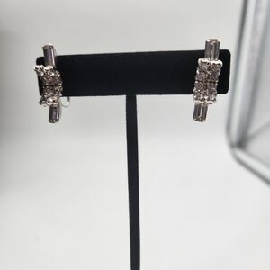 Art Deco Vintage Clear Crystal Screw Top Earrings